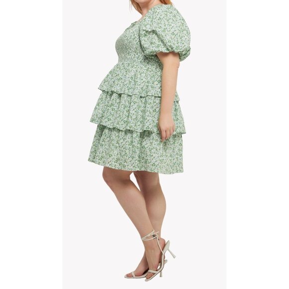 NMT English Factory Green Floral Tiered Smocked Dress 2XL - Picture 3 of 14